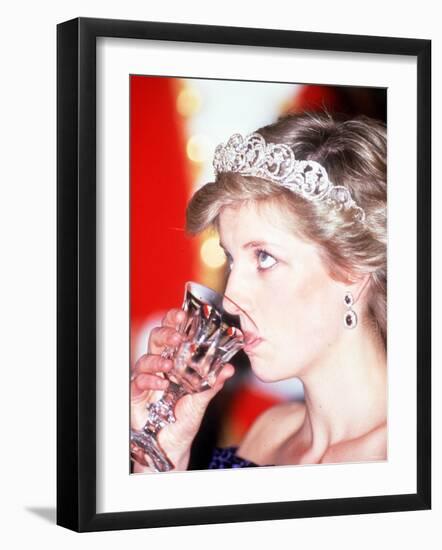 Princess Diana Visits Portugal at Banquet Hosted by the President-null-Framed Photographic Print