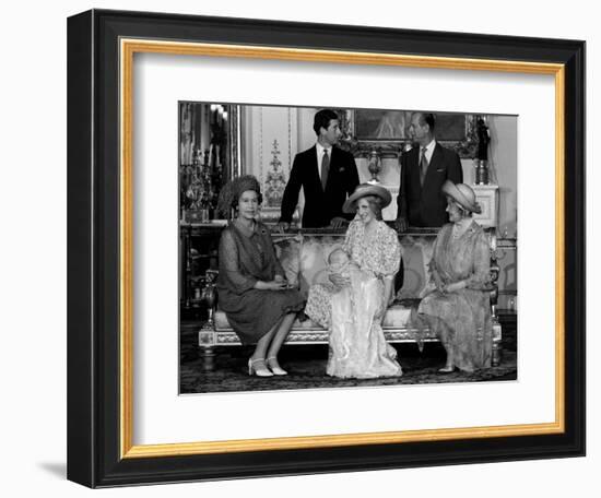 Princess Diana with her new born son Prince William 1982 and husband Prince Charles Prince Philip Q-null-Framed Photographic Print