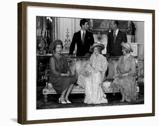 Princess Diana with her new born son Prince William 1982 and husband Prince Charles Prince Philip Q-null-Framed Photographic Print