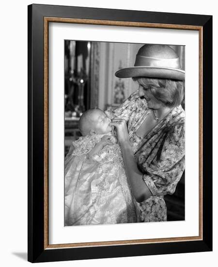 Princess Diana with her son William, August 4th 1982 - Christening of Prince William-null-Framed Photographic Print