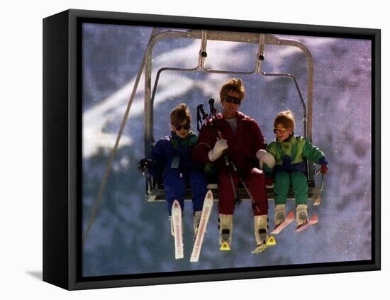 Princess Diana with Her Sons Prince William and Prince Harry on a Chair Lift-null-Framed Premier Image Canvas