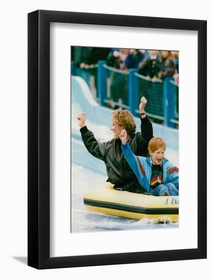 Princess Diana with Prince Harry on a Water Ride-Associated Newspapers-Framed Photo