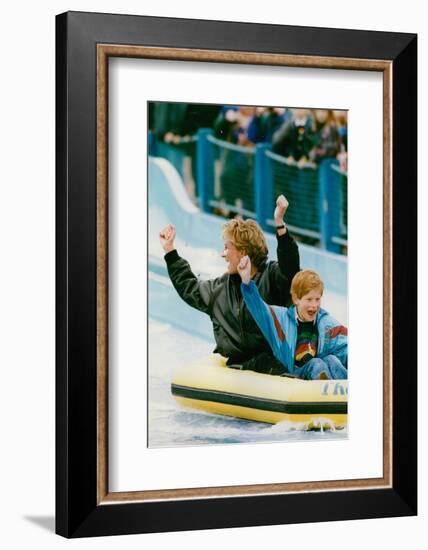 Princess Diana with Prince Harry on a Water Ride-Associated Newspapers-Framed Photo