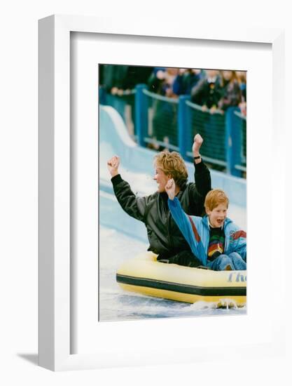 Princess Diana with Prince Harry on a Water Ride-Associated Newspapers-Framed Photo