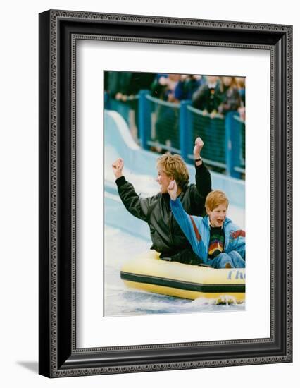 Princess Diana with Prince Harry on a Water Ride-Associated Newspapers-Framed Photo