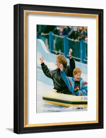 Princess Diana with Prince Harry on a Water Ride-Associated Newspapers-Framed Photo