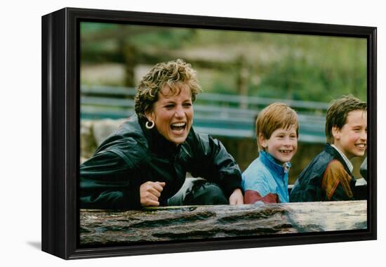 Princess Diana with Prince William and Prince Harry on Ride-Associated Newspapers-Framed Stretched Canvas