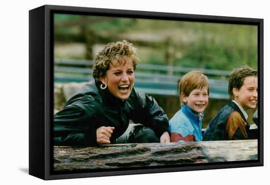 Princess Diana with Prince William and Prince Harry on Ride-Associated Newspapers-Framed Stretched Canvas