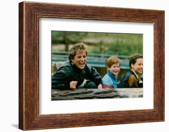 Princess Diana with Prince William and Prince Harry on Ride-Associated Newspapers-Framed Photo