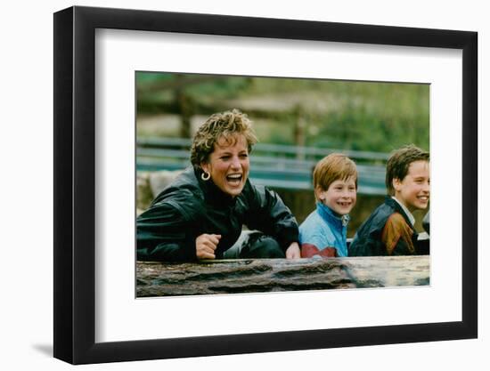 Princess Diana with Prince William and Prince Harry on Ride-Associated Newspapers-Framed Photo