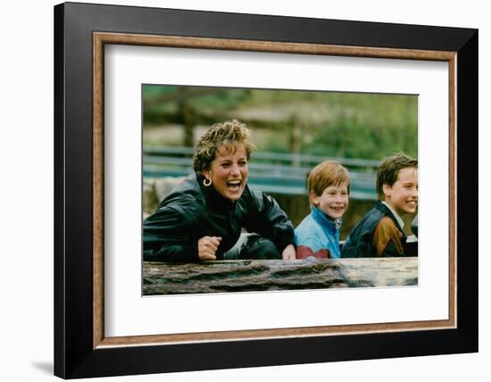 Princess Diana with Prince William and Prince Harry on Ride-Associated Newspapers-Framed Photo