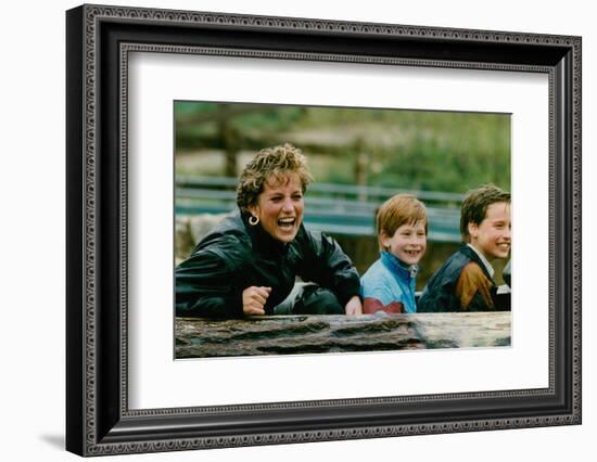 Princess Diana with Prince William and Prince Harry on Ride-Associated Newspapers-Framed Photo