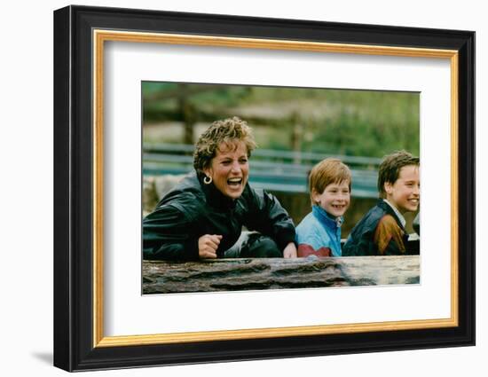 Princess Diana with Prince William and Prince Harry on Ride-Associated Newspapers-Framed Photo