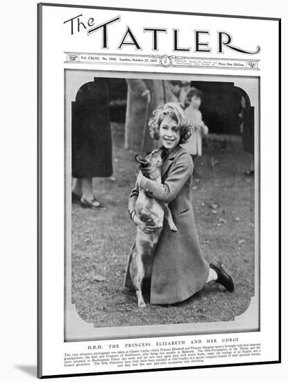 Princess Elizabeth and Her Corgi-null-Mounted Photographic Print