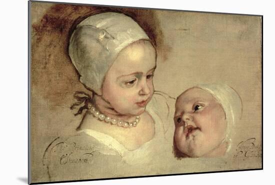 Princess Elizabeth and Princess Anne, Daughters of Charles I, 1637-Sir Anthony Van Dyck-Mounted Giclee Print