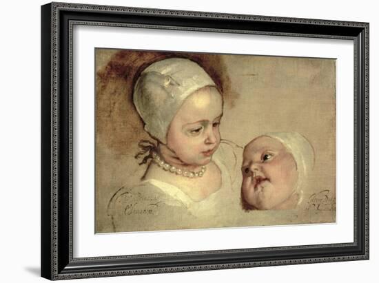 Princess Elizabeth and Princess Anne, Daughters of Charles I, 1637-Sir Anthony Van Dyck-Framed Giclee Print