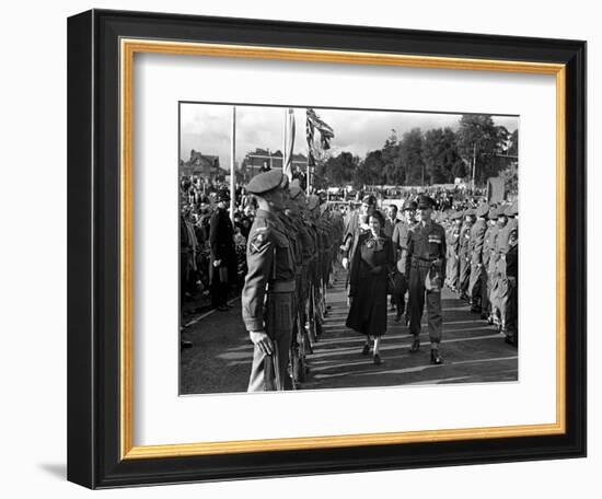 Princess Elizabeth Tour of Devon and Cornwall, Reviewing Army Soldiers. October 1949-null-Framed Photographic Print