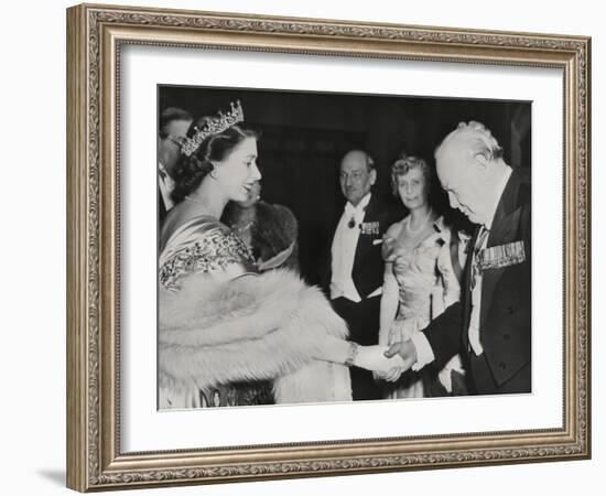 Princess Elizabeth Welcomes Winston Churchill and Prime Minister Clement Atlee at Guildhall-null-Framed Photo