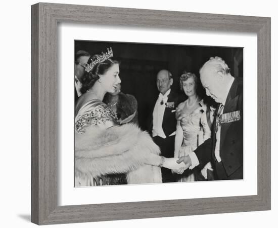 Princess Elizabeth Welcomes Winston Churchill and Prime Minister Clement Atlee at Guildhall-null-Framed Photo