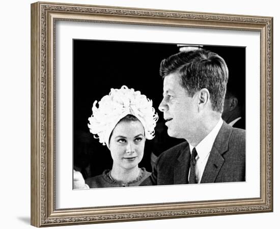 Princess Grace of Monaco and President John F Kennedy-null-Framed Photo