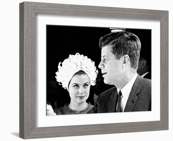 Princess Grace of Monaco and President John F Kennedy-null-Framed Photo