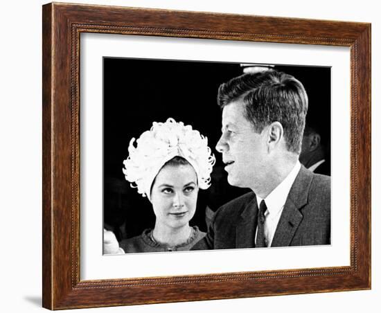 Princess Grace of Monaco and President John F Kennedy-null-Framed Photo