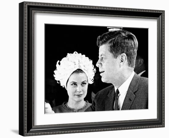 Princess Grace of Monaco and President John F Kennedy-null-Framed Photo