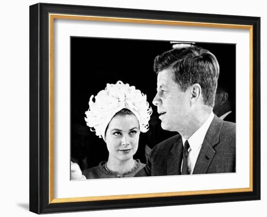 Princess Grace of Monaco and President John F Kennedy-null-Framed Photo