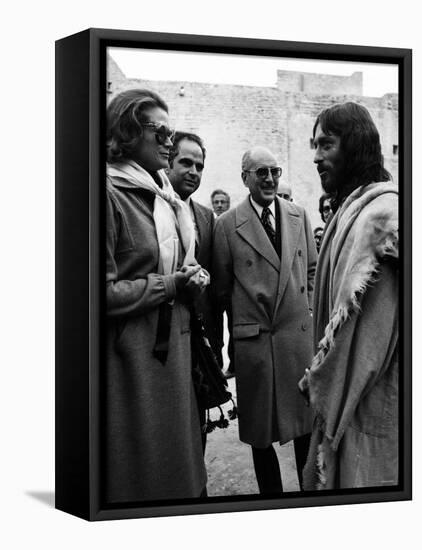 Princess Grace of Monaco Meets Actor Robert Powell 1976. on the Set of the Film the Life of Christ-null-Framed Premier Image Canvas