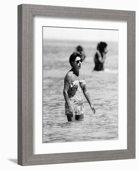 Princess Margaret on Holiday in Mustique Roddy Llewellyn is Staying on the Same Island-null-Framed Photographic Print