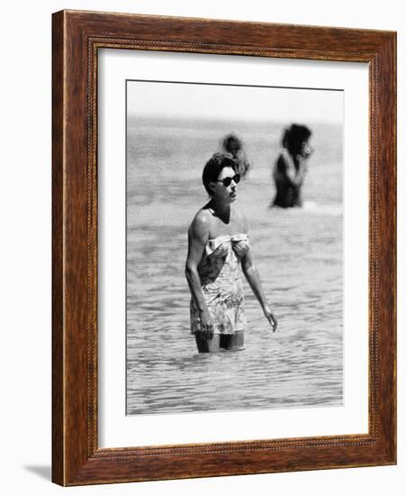 Princess Margaret on Holiday in Mustique Roddy Llewellyn is Staying on the Same Island-null-Framed Photographic Print