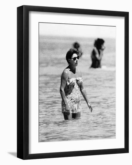 Princess Margaret on Holiday in Mustique Roddy Llewellyn is Staying on the Same Island-null-Framed Photographic Print