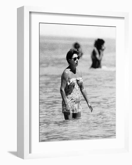 Princess Margaret on Holiday in Mustique Roddy Llewellyn is Staying on the Same Island-null-Framed Photographic Print