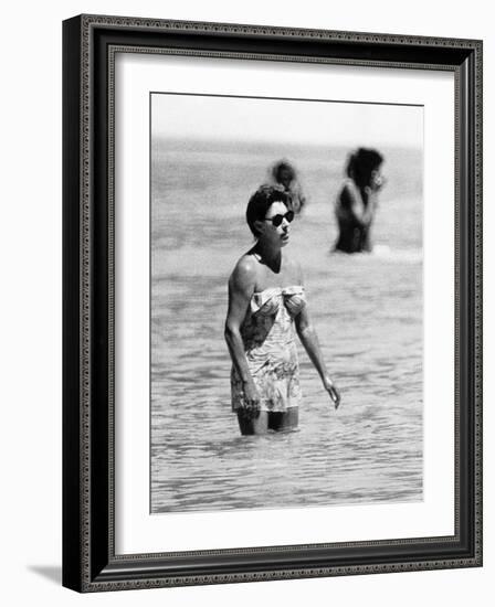 Princess Margaret on Holiday in Mustique Roddy Llewellyn is Staying on the Same Island-null-Framed Photographic Print