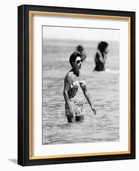 Princess Margaret on Holiday in Mustique Roddy Llewellyn is Staying on the Same Island-null-Framed Photographic Print