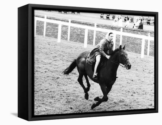 Princess Margaret Riding a Horse at Ascot Before Spectators Arrive For Meeting-null-Framed Premier Image Canvas