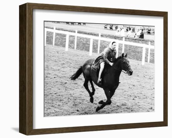 Princess Margaret Riding a Horse at Ascot Before Spectators Arrive For Meeting-null-Framed Photographic Print