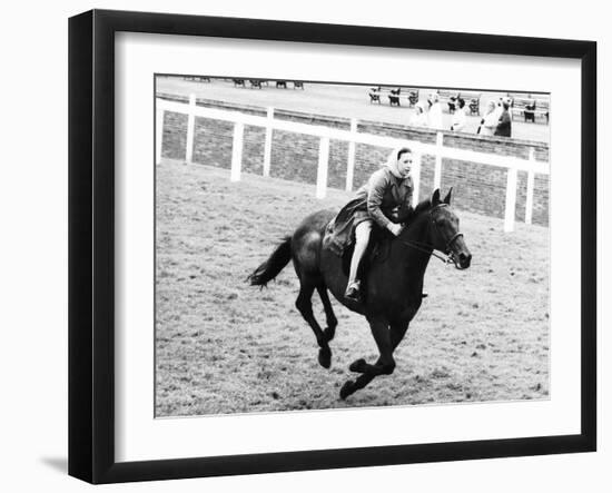 Princess Margaret Riding a Horse at Ascot Before Spectators Arrive For Meeting-null-Framed Photographic Print