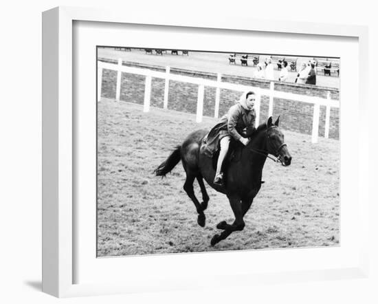 Princess Margaret Riding a Horse at Ascot Before Spectators Arrive For Meeting-null-Framed Photographic Print