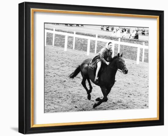 Princess Margaret Riding a Horse at Ascot Before Spectators Arrive For Meeting-null-Framed Photographic Print