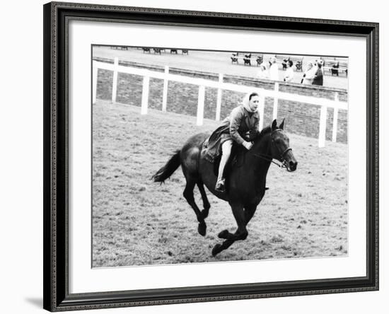 Princess Margaret Riding a Horse at Ascot Before Spectators Arrive For Meeting-null-Framed Photographic Print