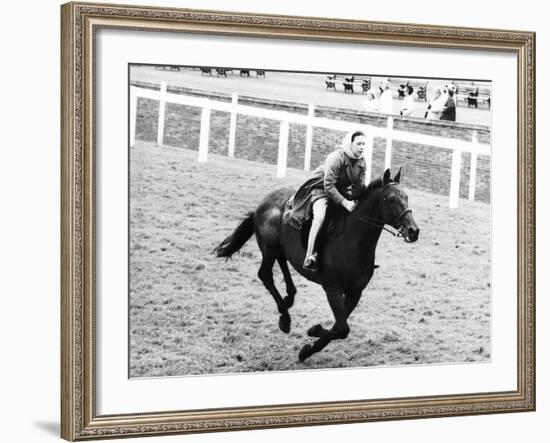 Princess Margaret Riding a Horse at Ascot Before Spectators Arrive For Meeting-null-Framed Photographic Print