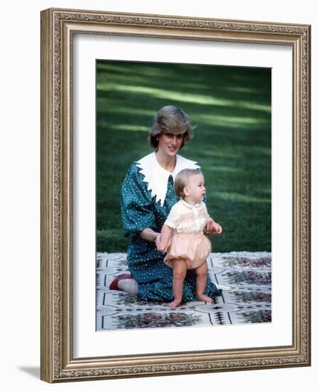 Princess of Wales with William in New Zealand, April 1983-null-Framed Photographic Print