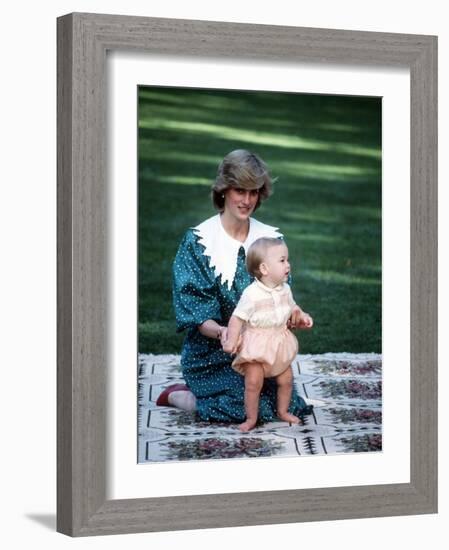 Princess of Wales with William in New Zealand, April 1983-null-Framed Photographic Print