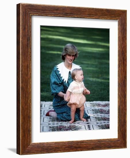 Princess of Wales with William in New Zealand, April 1983-null-Framed Photographic Print