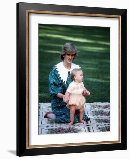 Princess of Wales with William in New Zealand, April 1983-null-Framed Photographic Print