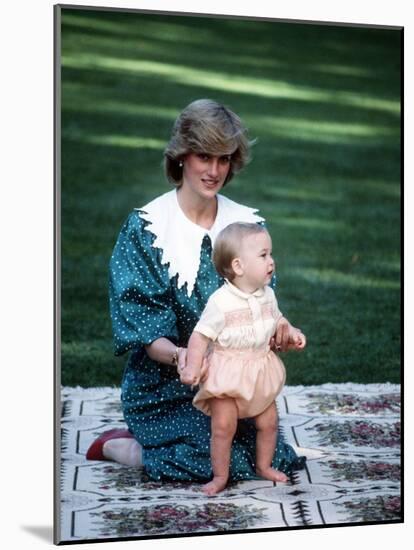 Princess of Wales with William in New Zealand, April 1983-null-Mounted Photographic Print