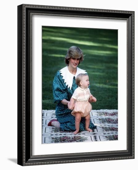 Princess of Wales with William in New Zealand, April 1983-null-Framed Photographic Print