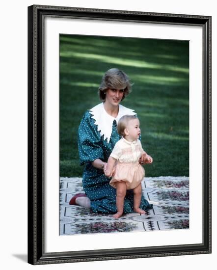 Princess of Wales with William in New Zealand, April 1983-null-Framed Photographic Print