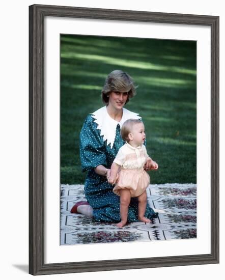 Princess of Wales with William in New Zealand, April 1983--Framed Photographic Print